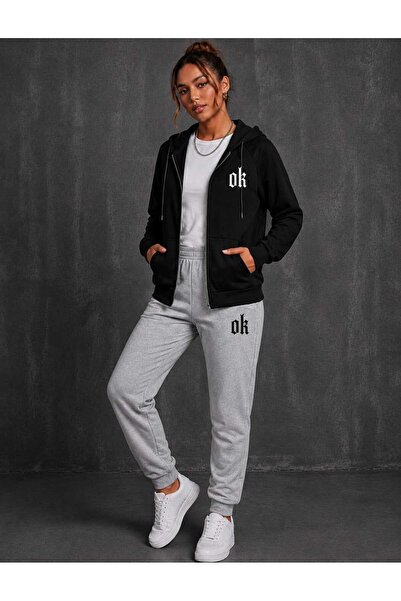 CLOTHES33 Hirka Tracksuit 2-Piece Combination Winter Shardooned Arrow Printed...