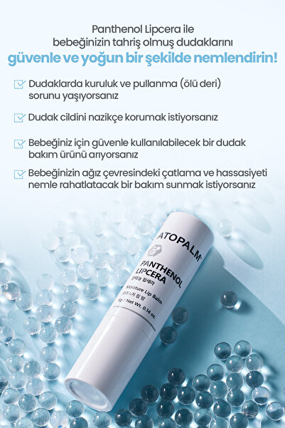 Atopalm Diş Çıkarma Dönemindeki Bebekler İçin Nemle Rahatlatıcı Dudak Bakım Balmı Panthenol Lipcera