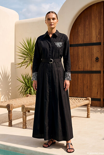 Missemramiss Processing Detail Mobile Belted Cotton Perla Dress 5158 Black