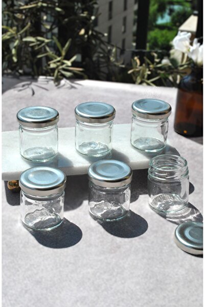 Qualitev 6 Pieces 40 ml Silver Glass Mini Jars Silver Lid Sample Food Gift Ho...