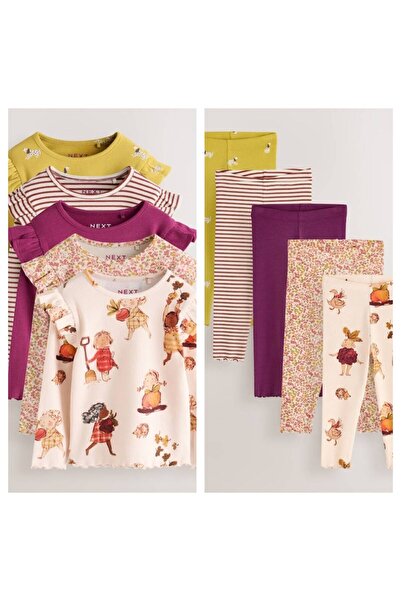 Next Baby Cotton Fruit Patterned Autumn Themed Long Sleeve 5-Piece Top and Bo...