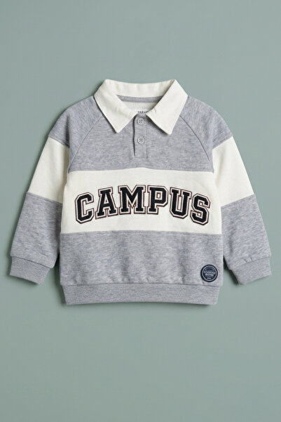 zumino Unisex Kids Polo Collar Sweatshirt College Printed