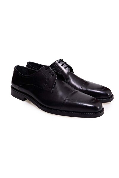 FRANCO CALVANI Black Color Lace-Up Genuine Leather Men's Shoes