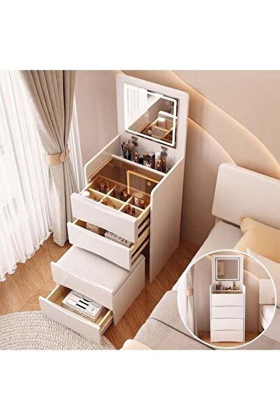 Generic Modern 3-in-1 Makeup Table with LED Lights, Vanity Table with Mirror ...
