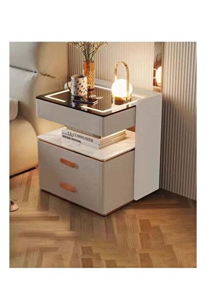 Generic Deal keke Smart Bedside Cabinet with LED Mirror, Wireless Charging & ...