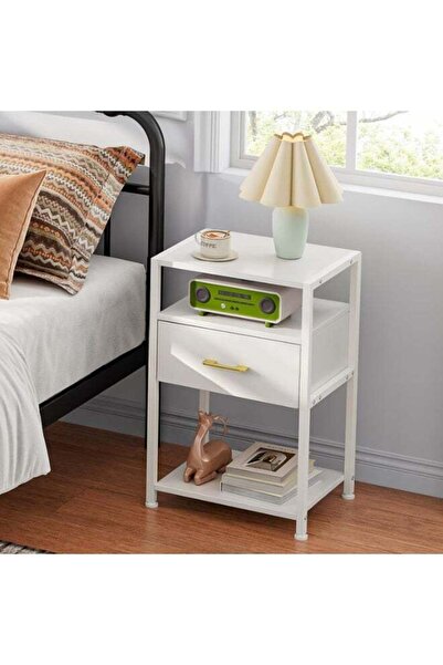 Solerconm Nightstand with Drawer,3 Tier Bedside Tables,End Table,Wood Drawer ...
