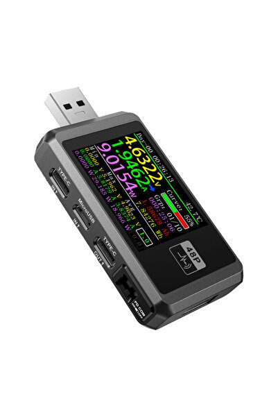 FNIRSI FNB48P Ελεγκτής ισχύος USB, USB-C/USB-A/Micro USB, LCD, Bluetooth, Μαύρο