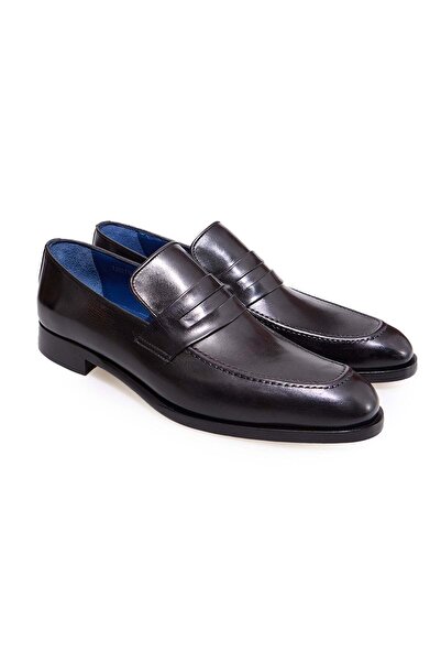 FRANCO CALVANI Black Color Laceless Genuine Leather Men's Shoes