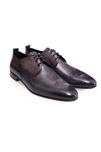FRANCO CALVANI Dark Blue Color Lace-Up Genuine Leather Men's Shoes
