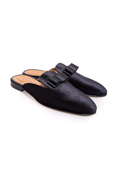 FRANCO CALVANI Black Color Laceless Genuine Velvet Men's Half Shoes