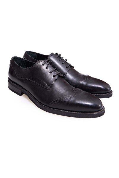 FRANCO CALVANI Black Color Lace-Up Genuine Leather Men's Shoes