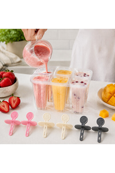 kitchen soft 2 Adet 6’lı Çubuklu Dondurma Kalıbı Kapaklı Meybuz Seti 10 × 10 ...