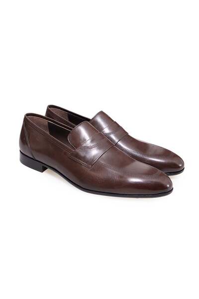 FRANCO CALVANI Brown Laceless Genuine Leather Leather Sole Men's Shoes