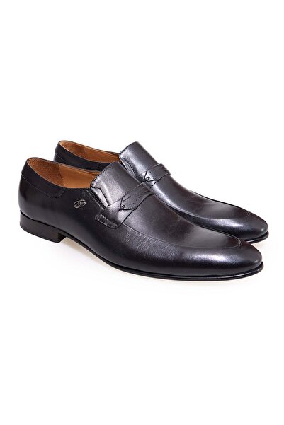FRANCO CALVANI Black Color Laceless Genuine Leather Leather Sole Men's Shoes