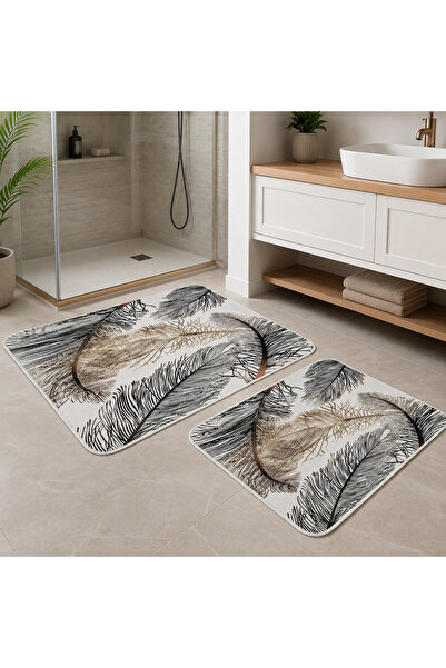 nnevora Set de 2 covorașe de baie 60x90 și 60x40 cm, covor moale de baie cu b...