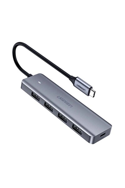 Ugreen Hub USB-C 5-în-1 CM219, 4x USB 3.2 + USB-C, 5Gbps, Gri
