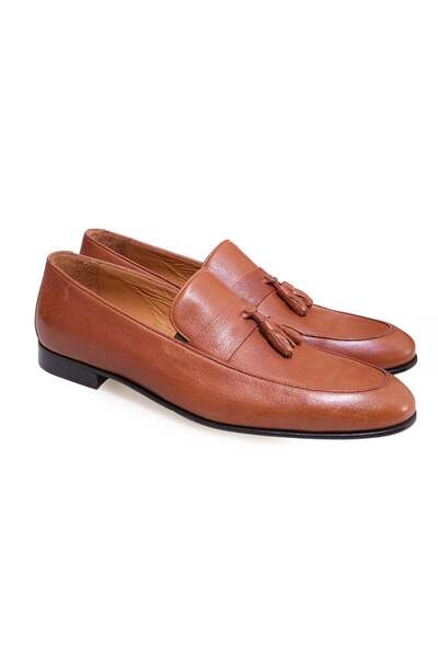 FRANCO CALVANI Brown Laceless Genuine Leather Men's Shoes