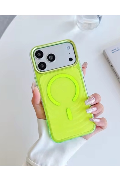 KILIF HOUSE Iphone 17 Pro Max Uyumlu Metal Çerçeveli Renkli Dalga Görünümlü M...