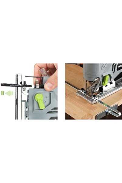 Workpro Fierăstrău pendular electric 600W + 7 lame de 100mm pentru tăiat lemn