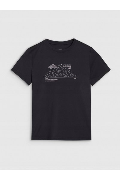 4F Tricou sport pentru fete 4FJWSS25TFTSF1199 Negru