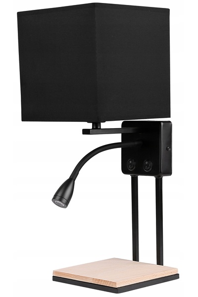 NO BRAND Lampă Theo tip braț, neagră, 1x40W E14 + 2W LED, abajur negru, cu în...