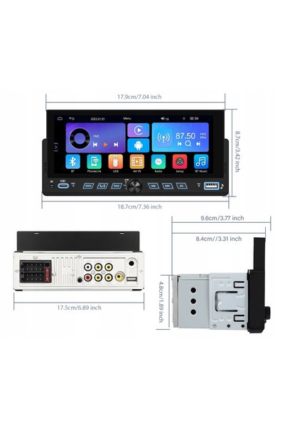 NO BRAND Radio auto 1 DIN cu USB și ecran tactil, compatibil cu Android Auto ...