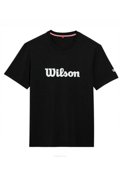 Wilson Tricou de tenis bărbătesc, cu grafică de echipă, cu text negru, mărime...