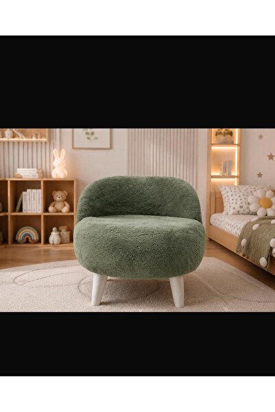 DerinHome DERİN HOME Teddy Yumuşak Peluş Kumaş Haki Renginde Rahat Çocuk Kolt...