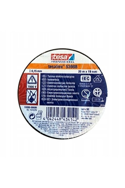 Tesa Bandă izolatoare electrică Tesaflex din PVC, neagră, 19 mm x 20 m, 53988