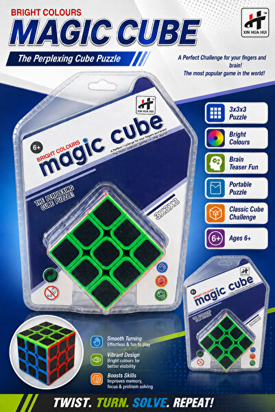 Toy Factory Bright Colours Magic Cube 3x3x3 Puzzle – Classic Brain Teaser & T...