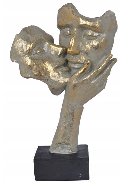 NO BRAND Masca pe bază de pereche gri-aurie, H34cm