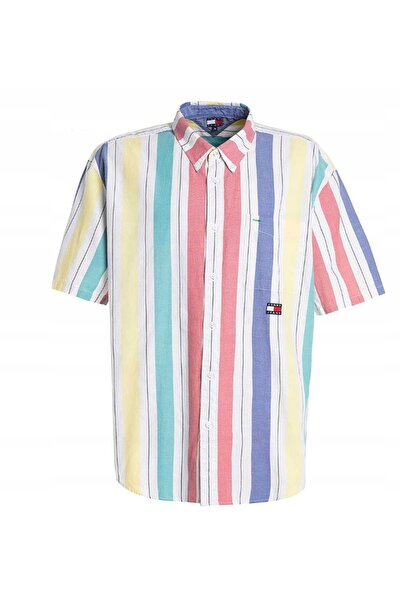 Tommy Jeans Cămașă de vară cu dungi Tommy Hilfiger pentru bărbați, mărimea L