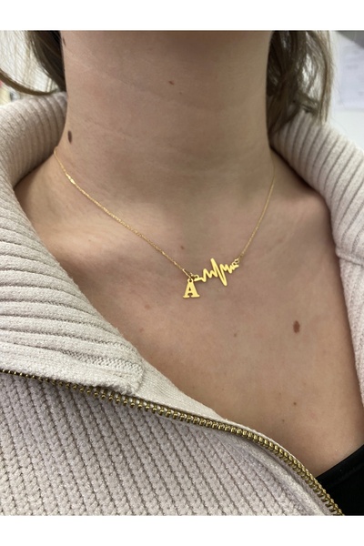 NO BRAND Colier de aur linie de viață puls literă LITERKA CUTIE ARGINT 925
