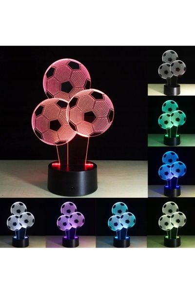 NO BRAND LAMPĂ DE NOAPTE 3D LED ÎN FORMĂ DE MINGE DE FOTBAL, 16 CULORI + TELE...
