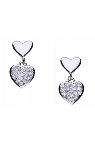 NO BRAND Cercei din argint 925 placat cu rodiu, cu pandantiv inimă din zircon...