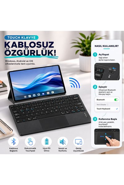 instatech Kablosuz Touch Klavye Bluetooth Klavye Dokunmatik Touchpad Windows ...