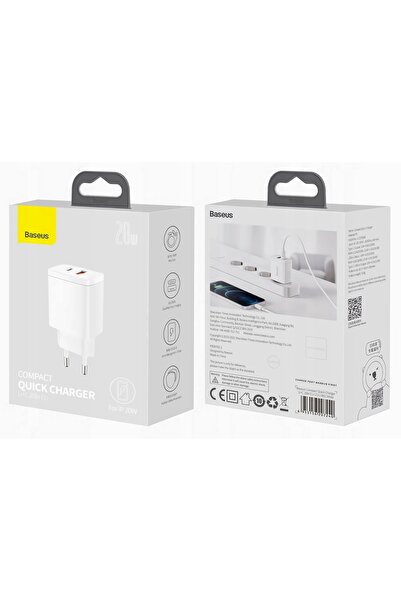 NO BRAND BASEUS COMPACT QUICK CHARGER 3.0, 1X USB, 1X USB TYPE-C