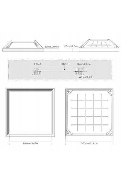 NO BRAND CAPAC DE GURĂ DE VIZITARE DIN ALUMINIU 300X300 MM, ÎNCASTRAT CU 60 M...