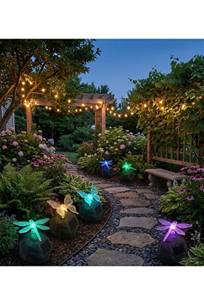NO BRAND 6xSUNSTONE lampă solară LED decorativă de grădină, cu insectă pe stâ...