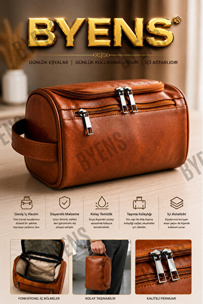 BYENS Men's Leather Hand Bag Wallet Sports Bag Large Small Size Portfolio Bag...