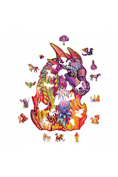 NO BRAND Puzzle din lemn 184 piese. Dragon colorat pentru copii