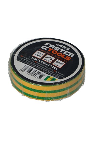 NO BRAND FASTER TOOLS bandă izolatoare galben-verde 15mm x 10m. 50 bucăți