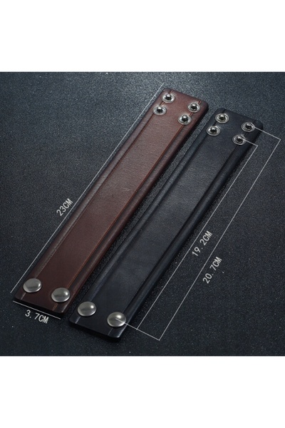 NO BRAND Brățară din piele punk pentru bărbați Negru 23 cm