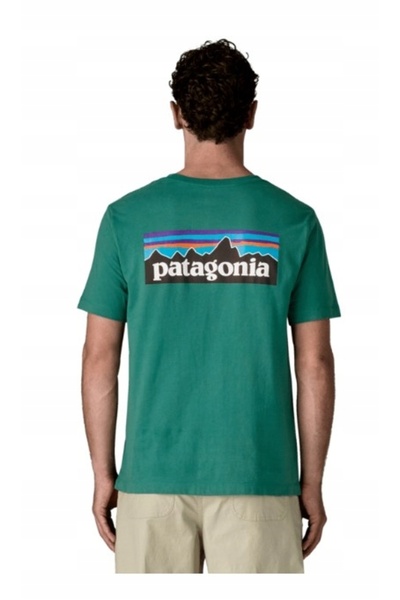 Patagonia Tricou bărbătesc cu logo P6, verde smarald, mărimea L