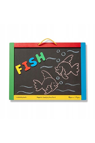 Melissa & Doug Tablă magnetică și de cretă cu litere, cu două fețe, jucării p...