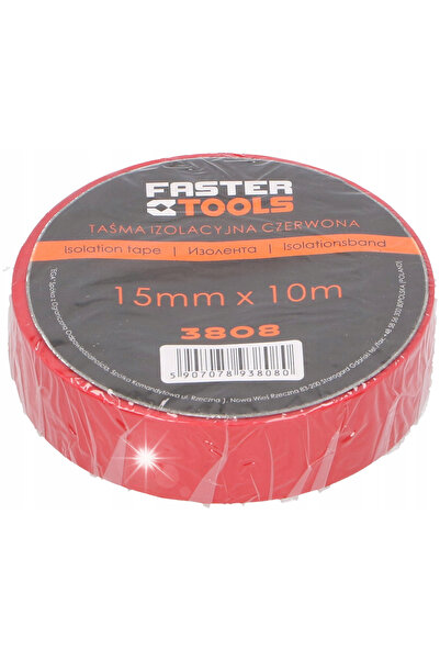 NO BRAND FASTER TOOLS Bandă izolatoare electrică roșie 15mm x 10m, 50 bucăți