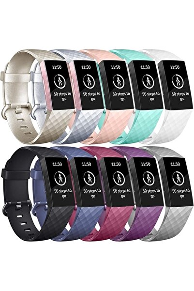 NO BRAND 10x Curea de ceas pentru Fitbit Charge 3/4, TPU, impermeabilă, culor...