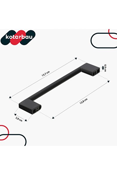 NO BRAND Set de 6 mânere de bucătărie tip bandă lungă, negru mat, 148mm, pent...