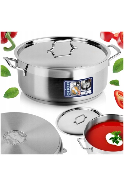 NO BRAND Oală ORION ANETT cu capac, din oțel inoxidabil, 28 cm, 7 L, PREMIUM,...