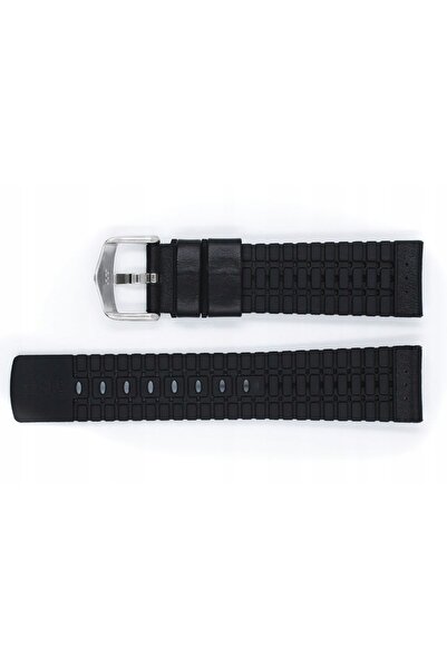 NO BRAND HIRSCH Tiger L - NEGRU/Negru - 21 mm - Curea din piele și cauciuc pe...